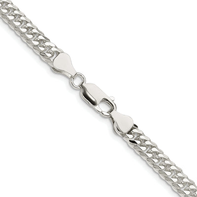 Sterling Silver Rhodium-plated Double Diamond-cut Curb Chain, 16 x 5.7mm