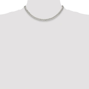 Sterling Silver Rhodium-plated Double Diamond-cut Curb Chain (Style QDD120R-16)