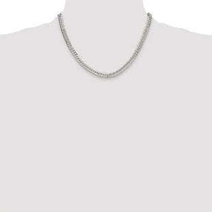 Sterling Silver Rhodium-plated Double Diamond-cut Curb Chain (Style QDD120R-18)