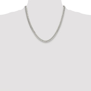 Sterling Silver Rhodium-plated Double Diamond-cut Curb Chain (Style QDD120R-20)