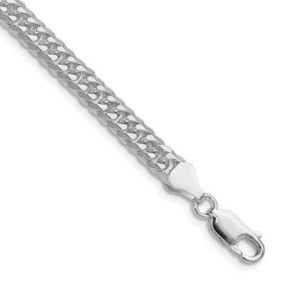 Sterling Silver Rhodium-plated Double Diamond-cut Curb Chain, 16 x 5.7mm