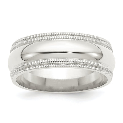 Sterling Silver Comfort Fit Double Milgrain Band