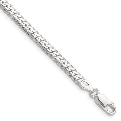 Sterling Silver Polished Double Oval Flat Bracelet, 7 x 4.1mm