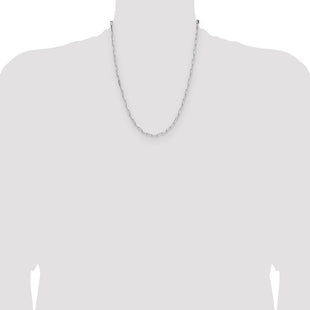 Sterling Silver Rhodium-plated D/C Paperclip Chain (Style QDPC080R-22)