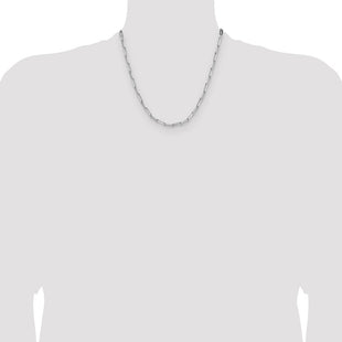 Sterling Silver Rhodium-plated D/C Paperclip Chain (Style QDPC100R-20)