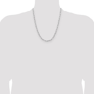Sterling Silver Rhodium-plated D/C Paperclip Chain (Style QDPC100R-22)