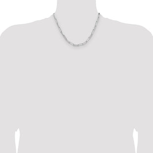 Sterling Silver Rhodium-plated D/C Paperclip Chain (Style QDPC120R-18)