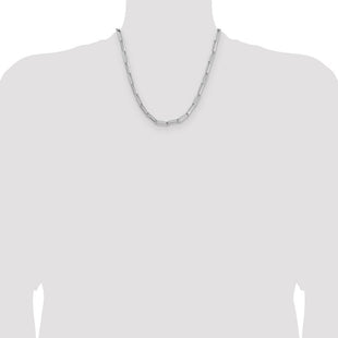 Sterling Silver Rhodium-plated D/C Paperclip Chain (Style QDPC150R-20)