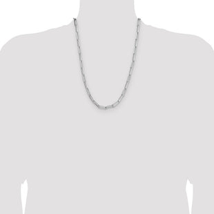 Sterling Silver Rhodium-plated D/C Paperclip Chain (Style QDPC150R-24)