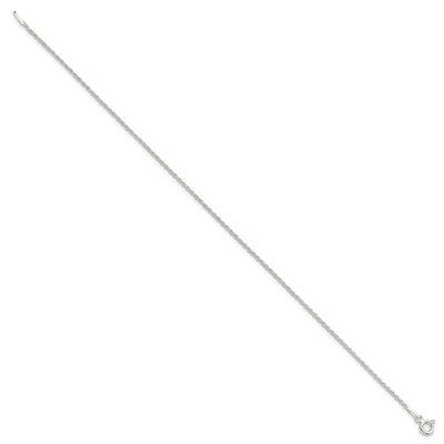 Sterling Silver Solid Rope Chain Anklet, 9 x 1.3mm