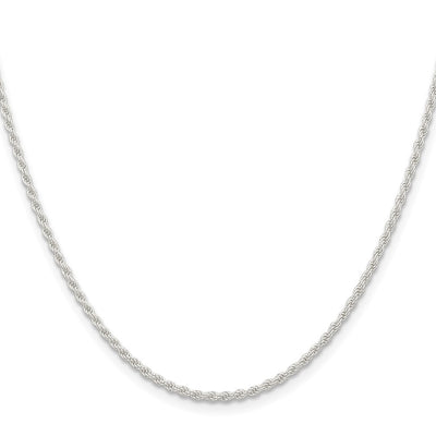 Sterling Silver Solid Rope Chain Anklet, 9 x 1.8mm