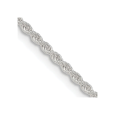 Sterling Silver Solid Rope Chain Anklet, 9 x 1.8mm
