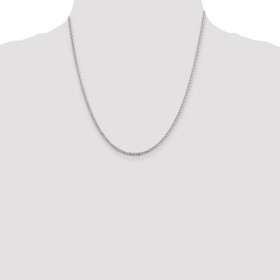 Sterling Silver Rhodium-plated Solid Rope Chain, 22 x 2.3mm