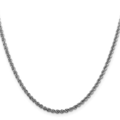 Sterling Silver Rhodium-plated Solid Rope Chain, 18 x 2.5mm