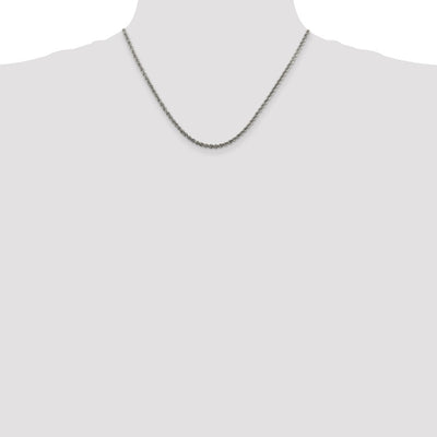 Sterling Silver Rhodium-plated Solid Rope Chain, 18 x 2.5mm