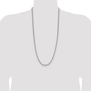 Sterling Silver Diamond-cut Square Spiga Chain (Style QDSS080-30)