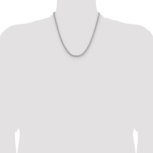 Sterling Silver Rhodium-plated Diamond-cut Square Spiga Chain (Style QDSS080R-20)
