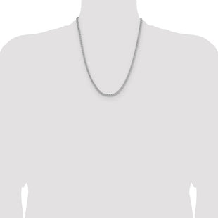 Sterling Silver Rhodium-plated Diamond-cut Square Spiga Chain (Style QDSS080R-22)