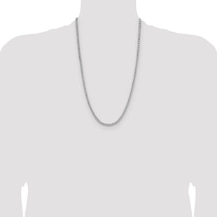Sterling Silver Rhodium-plated Diamond-cut Square Spiga Chain (Style QDSS080R-26)