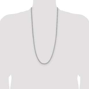 Sterling Silver Rhodium-plated Diamond-cut Square Spiga Chain (Style QDSS080R-30)