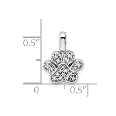 Sterling Silver Rhod Blk & White Dia. Reversible Pawprint Pendant