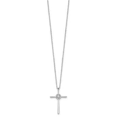 Sterling Silver Diamond Rhodium-plated Eternal Life Cross Necklace