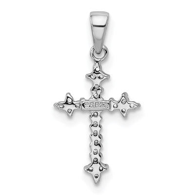 Sterling Silver Rhodium Diamond Cross Pendant, 21 x 10mm