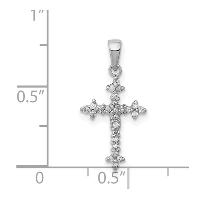 Sterling Silver Rhodium Diamond Cross Pendant, 21 x 10mm