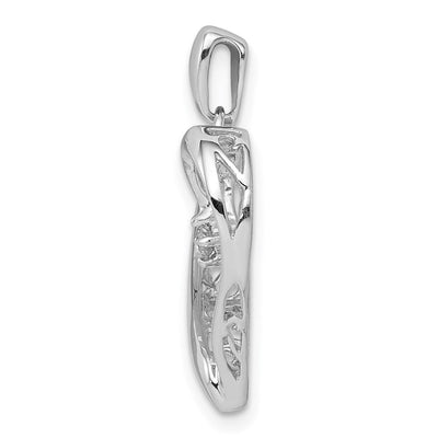 Sterling Silver Rhodium Diam. Heart Pendant, 22 x 17mm