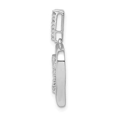 Sterling Silver Rhodium Diam. Heart Pendant, 23 x 14mm