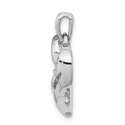Sterling Silver Rhodium Diam. Heart Pendant, 21 x 15mm