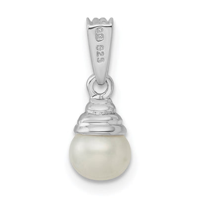 Sterling Silver Rhodium FW Cultured Pearl & Diamond Pendant