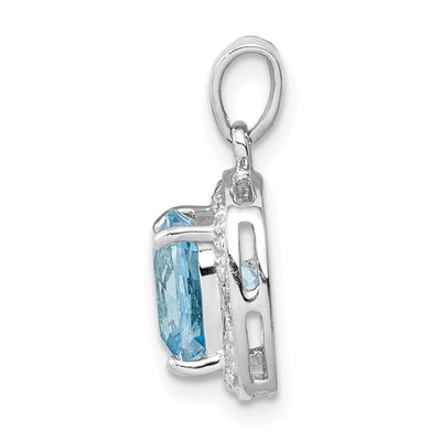 Sterling Silver Rhodium Light Swiss Blue Topaz Pendant, 17 x 11mm
