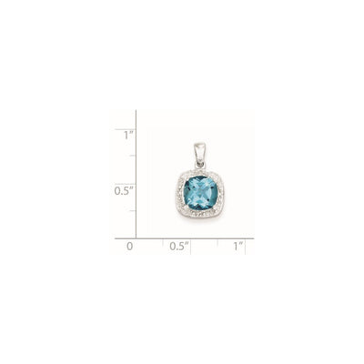 Sterling Silver Rhodium Light Swiss Blue Topaz Pendant, 17 x 11mm