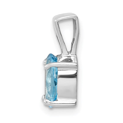 Sterling Silver Rhodium Light Swiss Blue Topaz Pendant, 14 x 6mm