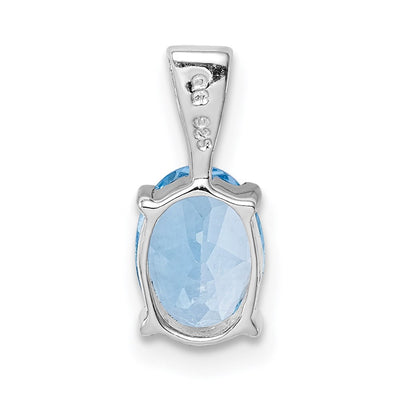 Sterling Silver Rhodium Light Swiss Blue Topaz Pendant, 14 x 6mm