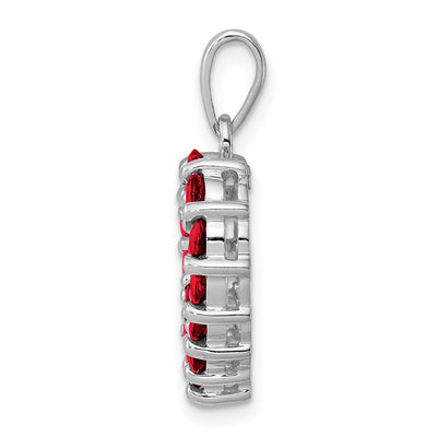 Sterling Silver Rhodium Garnet Pendant, 20 x 14mm