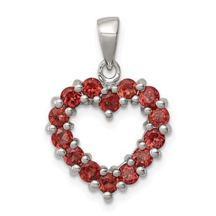 Sterling Silver Rhodium Garnet Pendant (Style QDX628)