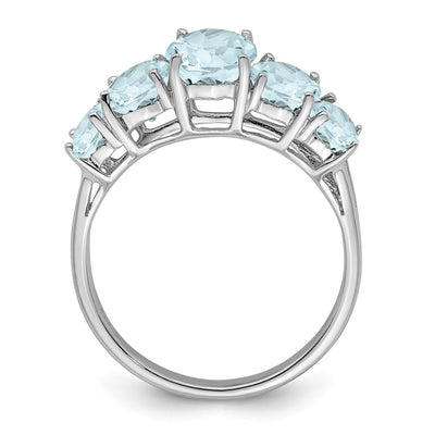 Sterling Silver Rhodium Aqua Ring