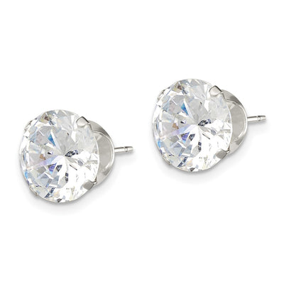 Sterling Silver Round Snap Set CZ Stud Earrings, 10 x 10mm