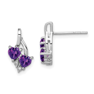Sterling Silver Rhodium-plated Amethyst and Diamond Earrings (Style QE10259AM)