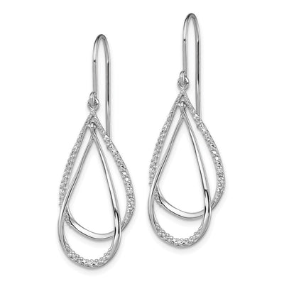Sterling Silver Rhodium Plated Diamond Dangle Earrings, 39 x 13mm