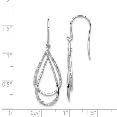 Sterling Silver Rhodium Plated Diamond Dangle Earrings, 39 x 13mm