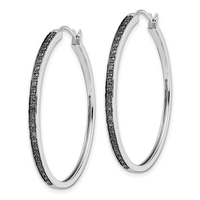 White Night Sterling Silver Rhodium-plated Black Diamond Hoop Earrings, 40 x 40mm