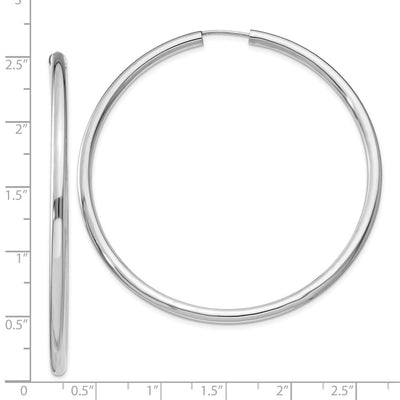 Sterling Silver Rhodium-plated Endless Tube Hoop Earrings, 60 x 3mm