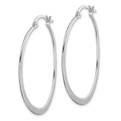 Sterling Silver Rhodium-plated Polished Oval Hoop Earrings, 41 x 29mm