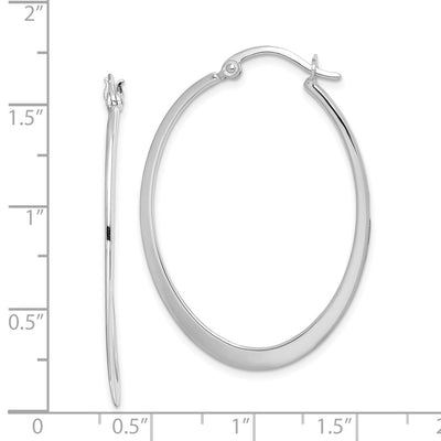 Sterling Silver Rhodium-plated Polished Oval Hoop Earrings, 41 x 29mm