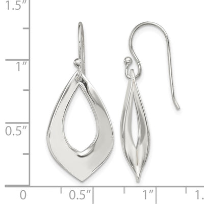 Sterling Silver Polished Teardrop Dangle Earrings, 36 x 16mm