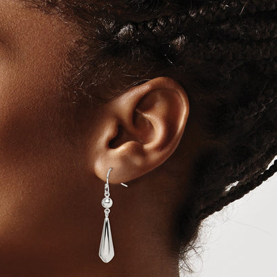 Sterling Silver Polished Beaded Teardrop Dangle Earrings, 41 x 7mm