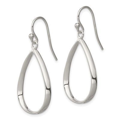 Sterling Silver Polished Teardrop Dangle Earrings, 40 x 19mm